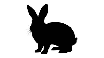 Obraz premium Black silhouette rabbit sitting relaxed isolated on transparent background, Vector
