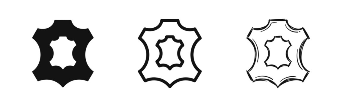 Leather Product Label Icon Set &ndash; Material Quality and Authenticity Symbol