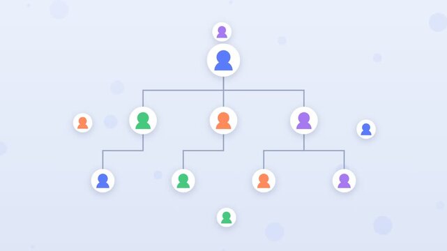 Flat design corporate team alignment with profiles forming org chart