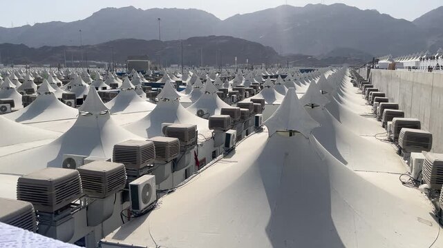 Rows of Tents Accommodating for Pilgrims in Mina, Saudi Arabia