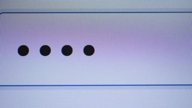 A close-up of a digital screen showing an 8-digit password being entered into an input field with hidden dots.