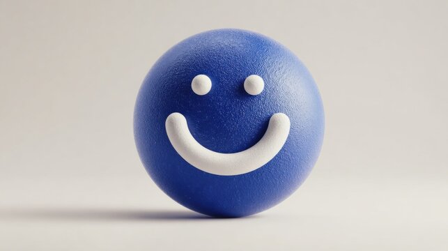 Cheerful blue egg with smiley face representing positive emotions and feedback in a playful artistic context