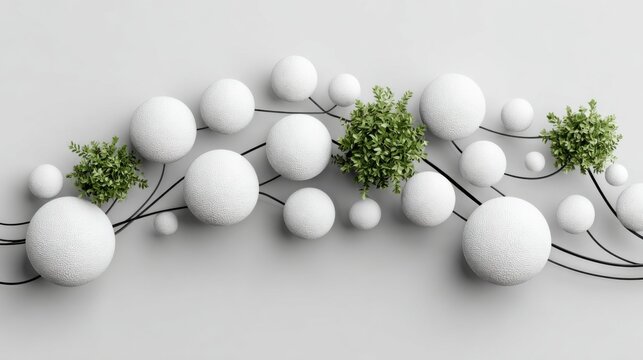 Bunch of white balls surrounded by green leaves representing nature and growth in a conversational funnel node icon