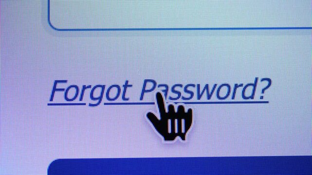 A mouse cursor hovers over a blue underlined "Forgot Password?" hyperlink on a login screen.