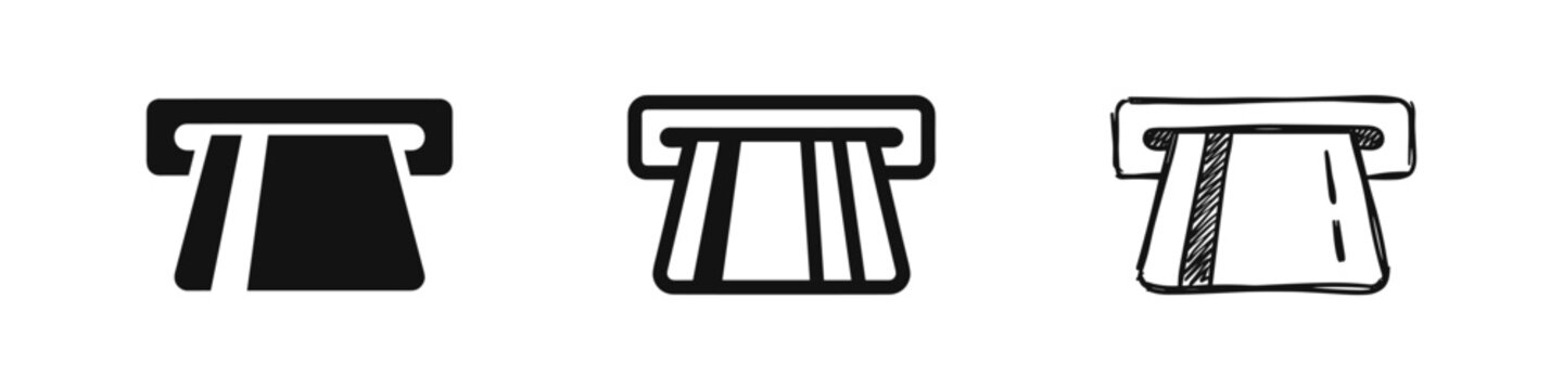 Credit Card Insertion Icon Set - ATM, Payment, and Financial Transaction Symbol