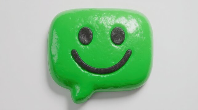 Joyful green smiley face emblematic of positive emotional messages in a playful emotion signal loop icon design