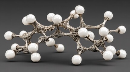 Obraz premium Cluster of white balls arranged aesthetically to illustrate emotion radius node concept in modern visual art