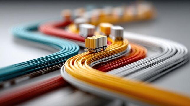 Colorful cable illustrating the complex paths of neural commerce loop and dynamic interconnections in technology