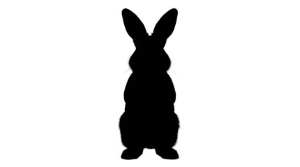 Black silhouette rabbit standing upright isolated on transparent background, Vector © Md
