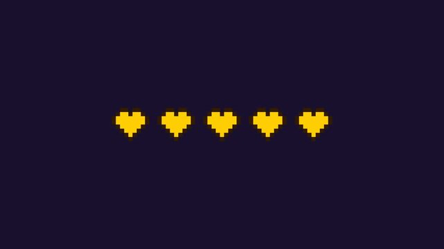 Pixel heart loading bar animation on dark background