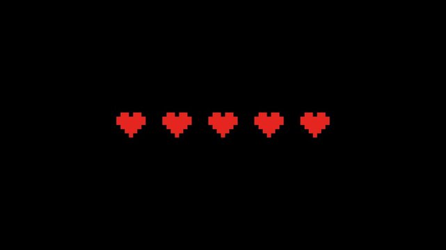 Heart pixel loading bar animation sequence