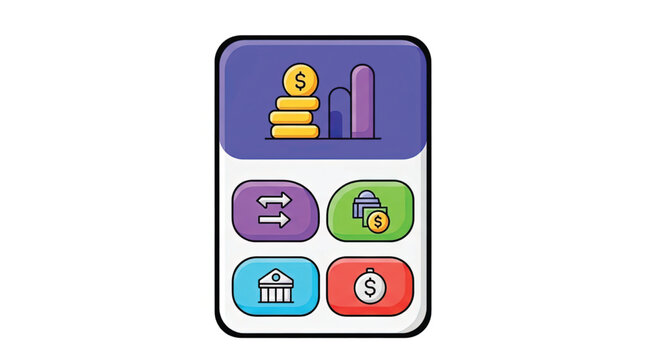 Finance icons on a mobile device.