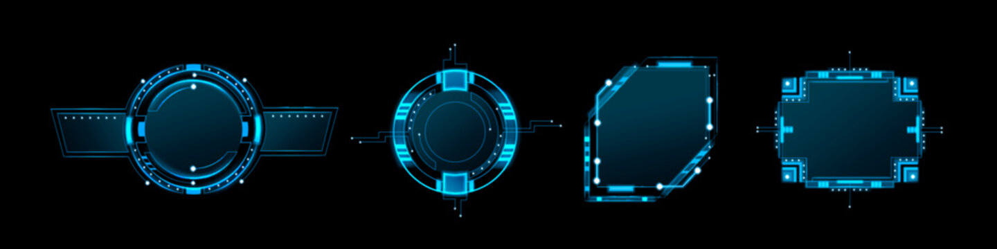 Hud ui game frame tech interface screen element