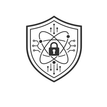 Quantum Encryption Shield Lock Icon Vector Illustration