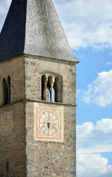 Old bell tower of the sunken church of Graun / Curon,  in lake Reschen / Resia, South Tirol, Italy