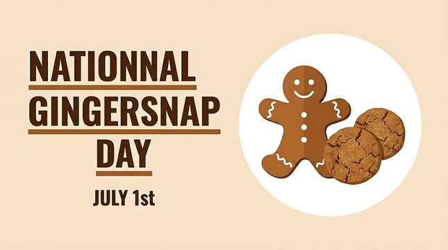 National gingersnap day july 1st greeting with gingerbread man and cookies