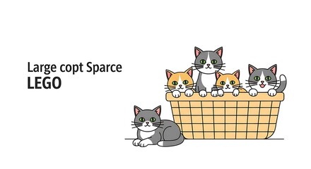 Fototapeta premium LEGO cats sitting in basket toy.