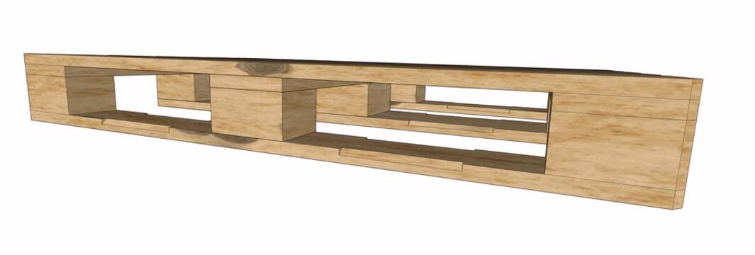 Epal Pallet Specification Design 1200 x 800 mm standard with top view perspective and complete with 360 degree rotation animation