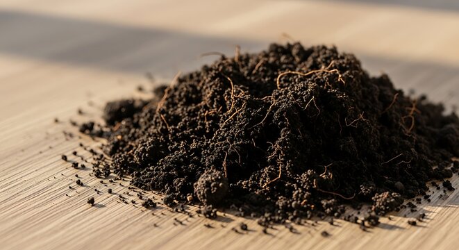 Pile of Dark Brown Soil Texture.