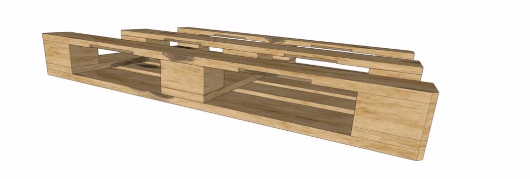 Epal Pallet Specification Design 1200 x 800 mm standard with bottom view perspective and complete with 360 degree rotation animation