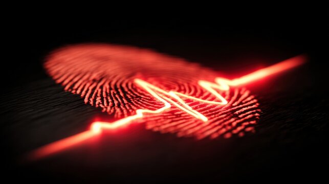 Close-up of a fingerprint illuminated by a red light symbolizing contextual identity and unique personalization
