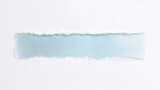 torn paper strip on white background with blue inner layer, empty space for text or design