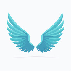 Fototapeta premium Stylized Blue Angel Wings Icon
