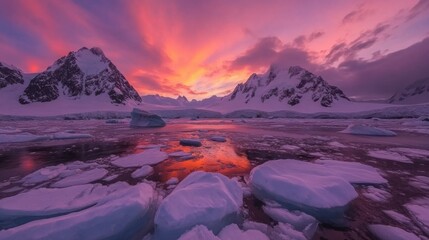 Fototapeta premium Frozen Fjords Bathed in Pastel Sunset Light