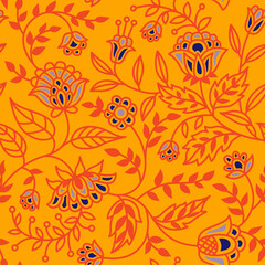 Fototapeta premium Decorative Floral Pattern Saffron