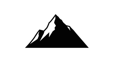 Fototapeta premium Majestic Mountain Peak Silhouette Against White Background.