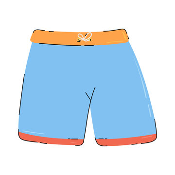 Doodle hand drawn swim shorts icon vector illustration. Summer beachwear isolated on white background. Swimmin cartoon shorts