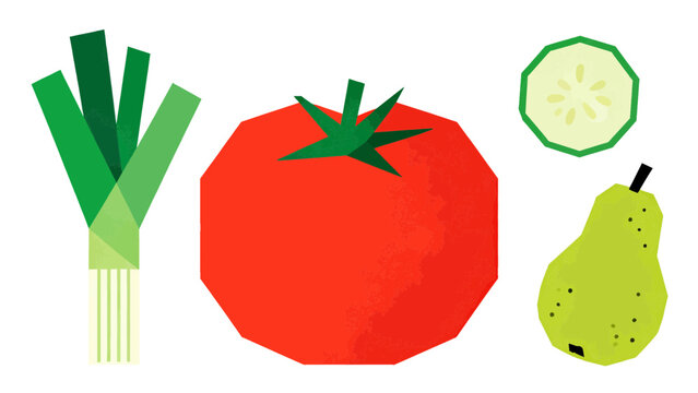Paper craft style illustration frame of various fresh vegetables