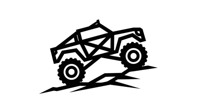 Off Road Vehicle Climbing Hill Icon.