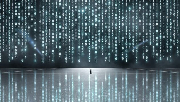 Digital Transformation Concept with Binary Code Abstract Background Depicting Data Flow and Technological Innovation in an Imaginary Space