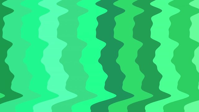 Abstract green and emerald fluid backdrop with wavy vertical stripes, anime style seamless loop