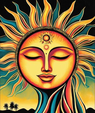 Unique design of a sun celebrating the traditions of the Sinhala New Year.
