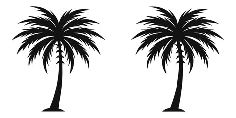 Palm tree silhouettes on a white background tropical vegetation graphic © Ruma