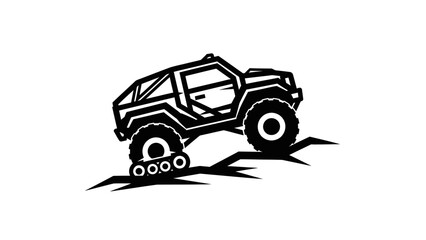 Off road monster truck climbing steep rocky terrain. © Surep