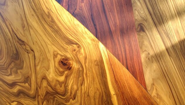Warm Polished Wooden Surface Showing Natural Grain Patterns in Sunlit Interior Setting