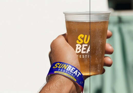 Festival Cup And Wristband Mockup