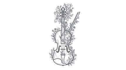 Ornate Violin with Floral Vines © afgan