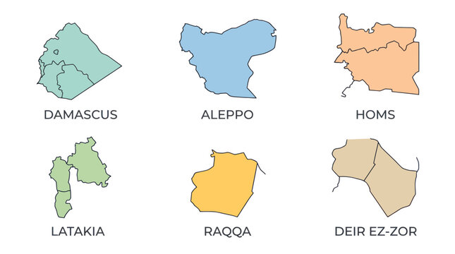 Syrian Governorates Maps: Damascus, Aleppo, Homs, Latakia, Raqqa, Deir ez-Zor