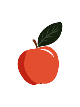  Autumn Red Apple Hand Drawn Illustration Isolated on White