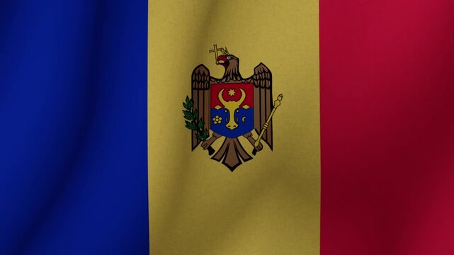 The flag of the flag of Republic of Moldova. The flag of Moldova flag in 3d format. 1080p HD animation for presentation