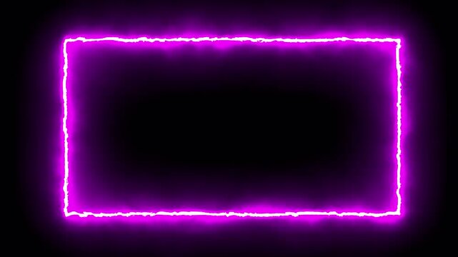 Vibrant Glowing Purple Neon Frame Animation on Dark Background.