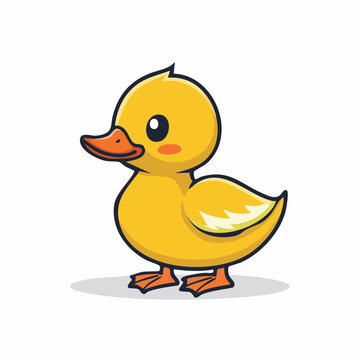 Cute cartoon yellow duckling illustration