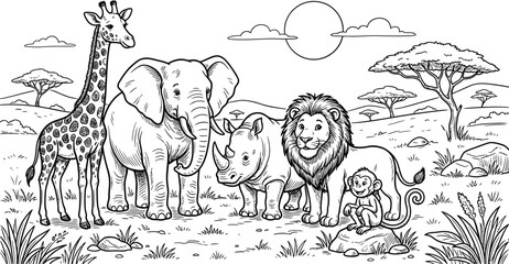 Safari animals standing together in savannah © Md. Musaddik Rahman