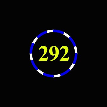 Animated circular graphic with yellow number 292 and blue white pattern.