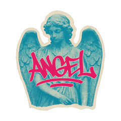 Obraz premium PNG Graffiti angel statue illustration