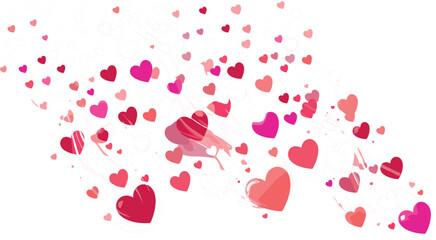 Romantic Flying Hearts Vector Background with Red and Pink Falling Heart Shapes for Valentine's Day Wedding Greetings and Mother's Day Decorative Layouts © Md